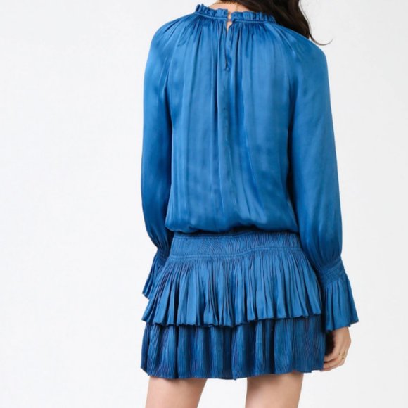 Current Air High Neck Pleated Skirt Dress Size Small in Cobalt blue - Picture 3 of 8